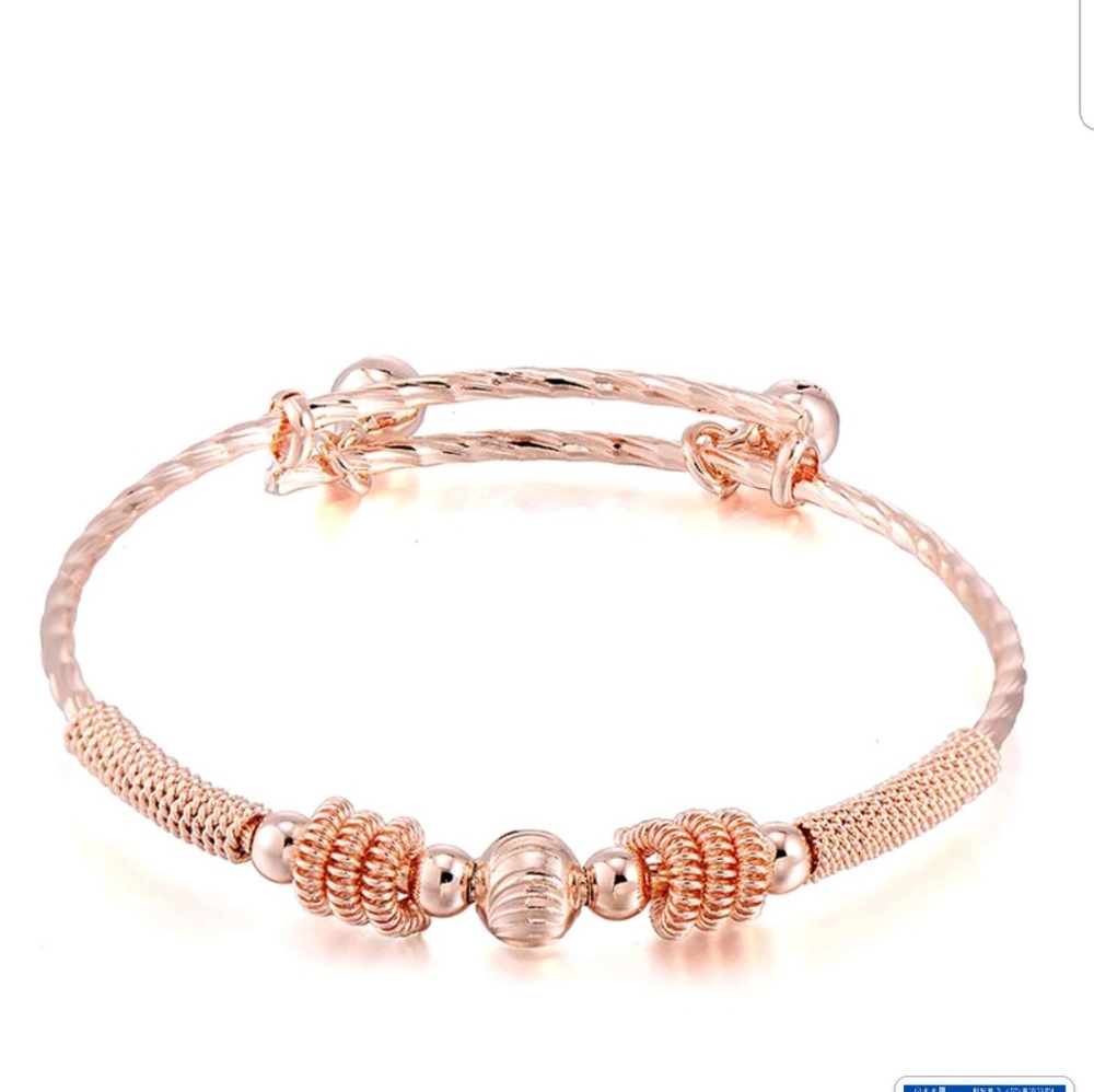 Cute Girls Bracelet Bangle 24K Rose Gold Filled